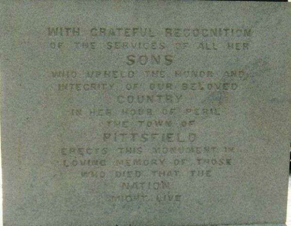 PITTSFIELD SOLDIERS MONUMENT STONE B