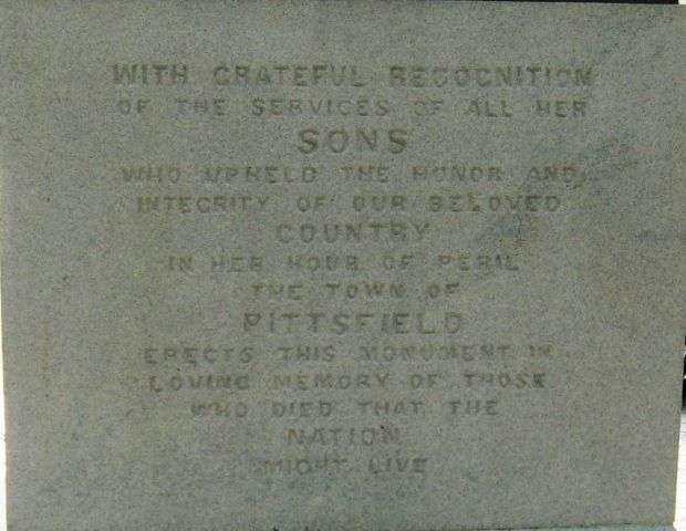 PITTSFIELD SOLDIERS MONUMENT STONE B