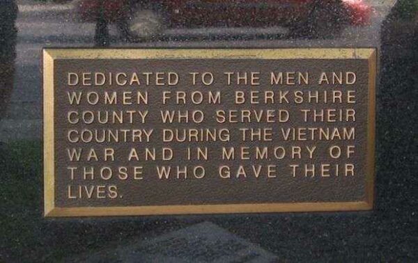 BERKSHIRE COUNTY VIETNAM WAR MEMORIAL PLAQUE A