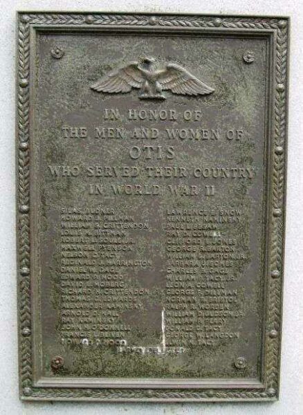 OTIS VETERANS MEMORIAL PLAQUE A
