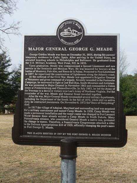 MAJOR GENERAL GEORGE G. MEADE WAR MEMORIAL MARKER