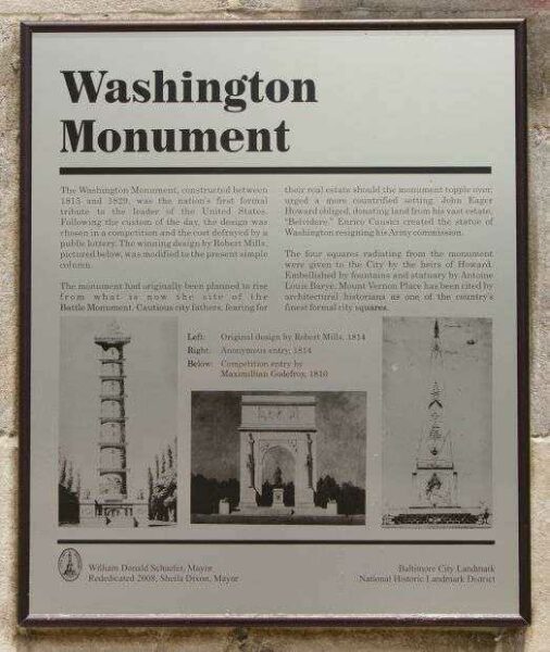 BALTIMORE WASHINGTON MONUMENT PLAQUE