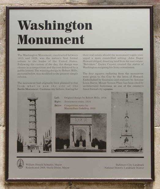 BALTIMORE WASHINGTON MONUMENT PLAQUE