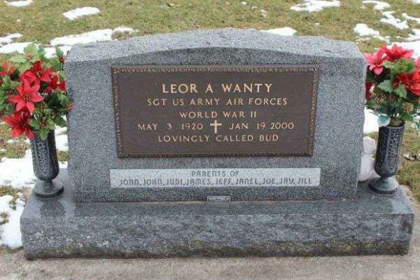 LEOR A WANTY MEMORIAL CEMETERY STONE