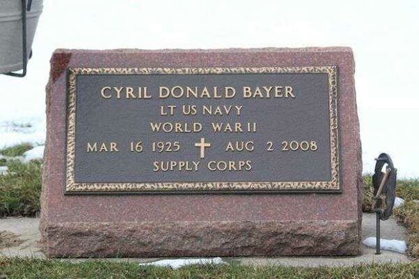 CYRIL DONALD BAYER MEMORIAL CEMETERY STONE