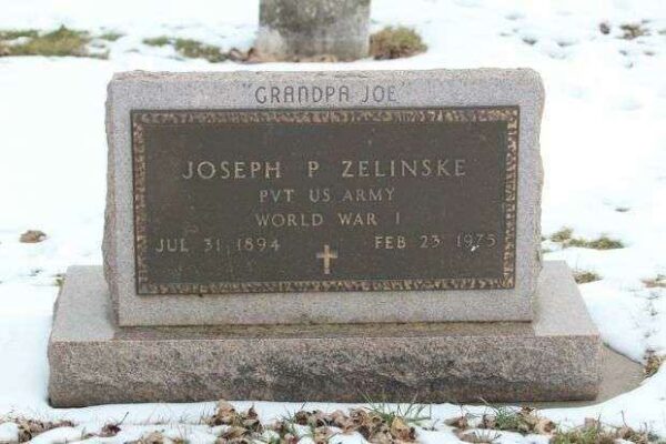 JOSEPH P ZELINSKE MEMORIAL CEMETERY STONE