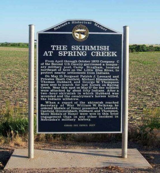 THE SKIRMISH AT SPRING CREEK MEMORIAL MARKER