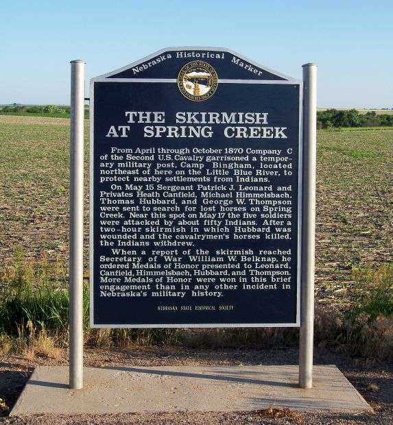 THE SKIRMISH AT SPRING CREEK MEMORIAL MARKER
