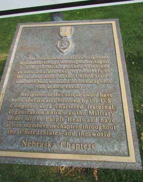 NEBRASKA PURPLE HEART TRAIL MEMORIAL PLAQUE