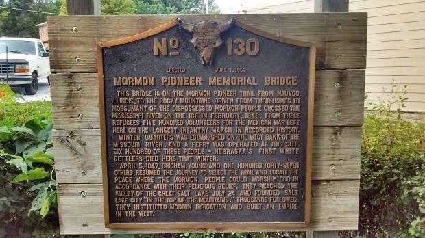 MORMON PIONEER MEMORIAL BRIDGE PLAQUE