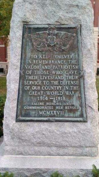 SALINE COUNTY WORLD WAR I MEMORIAL PLAQUE