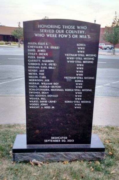 MARSHALL POW MIA MEMORIAL BACK