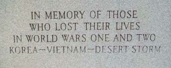 APPLETON CITY WAR MEMORIAL DEDICATION STONE