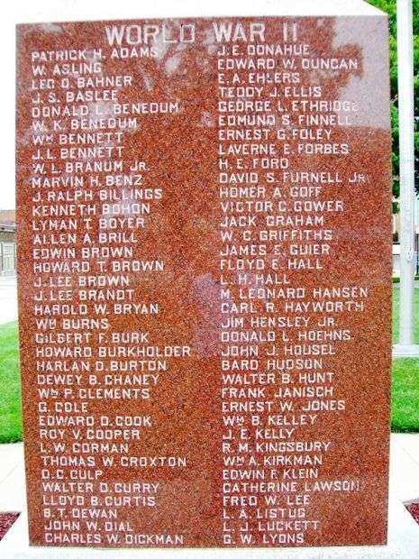 IN MEMORY OF OUR GLORIOUS DEAD MEMORIAL HONOR ROLL STONE B