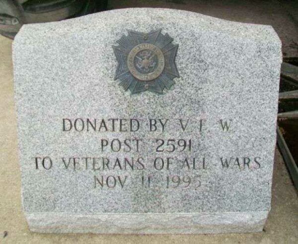 VETERANS OF ALL WARS MEMORIAL CANNON DEDICATION STONE