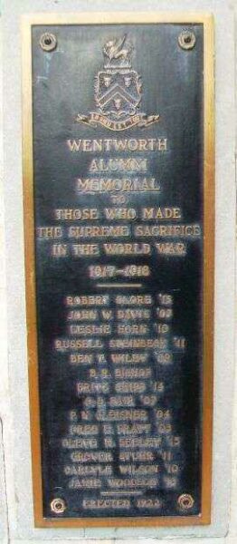WENTWORTH ALUMNI MEMORIAL PLAQUE