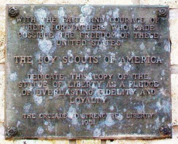 LEXINGTON STATUE OF LIBERTY REPLICA MEMORIAL PLAQUE