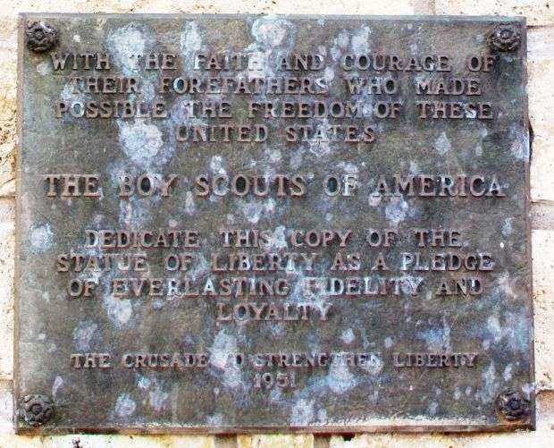 LEXINGTON STATUE OF LIBERTY REPLICA MEMORIAL PLAQUE