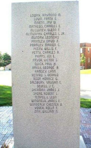JOHNSON COUNTY WAR VETERANS MEMORIAL SIDE D