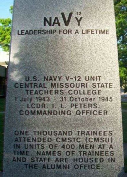U.S. NAVY V-12 UNIT MEMORIAL DEDICATION STONE