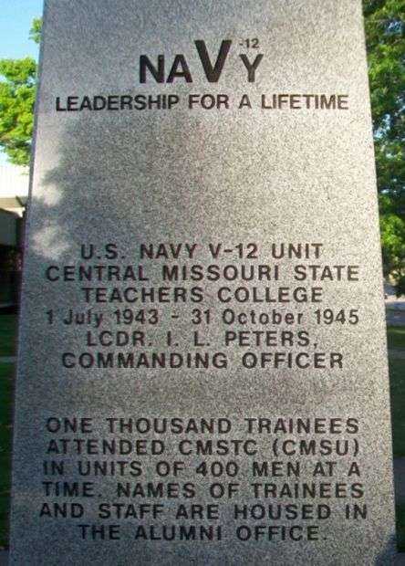 U.S. NAVY V-12 UNIT MEMORIAL DEDICATION STONE