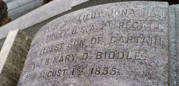 2ND LIEUT. JONATHAN WILLIAMS BIDDLE MEMORIAL CEMETERY STONE A