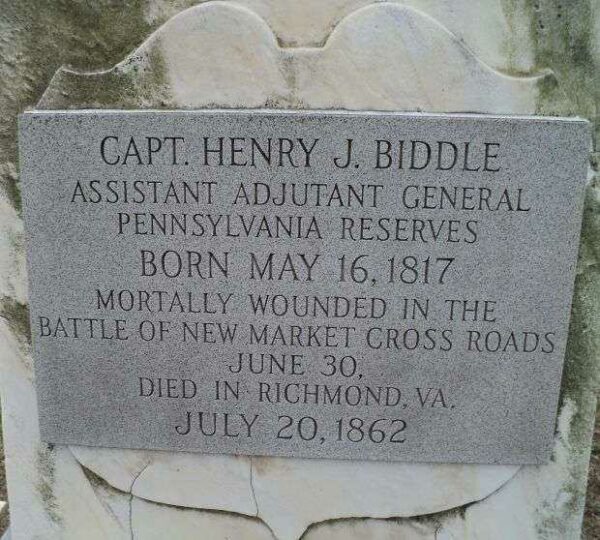CAPT. HENRY J. BIDDLE MEMORIAL CEMETERY STONE