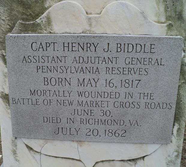 CAPT. HENRY J. BIDDLE MEMORIAL CEMETERY STONE