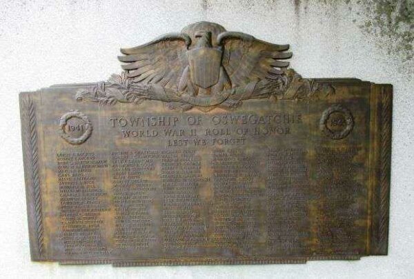 TOWNSHIP OF OSWEGATCHIE WORLD WAR II ROLL OF HONOR MEMORIAL