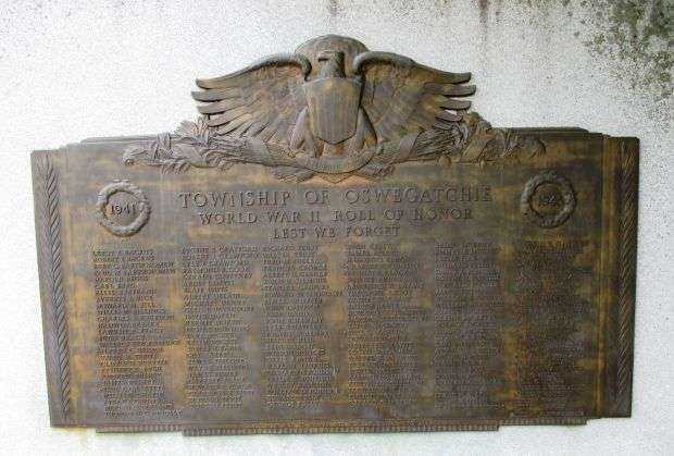 TOWNSHIP OF OSWEGATCHIE WORLD WAR II ROLL OF HONOR MEMORIAL
