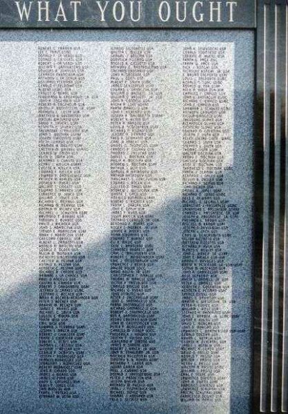 NIAGARA FALLS VETERANS MEMORIAL HONOR ROLL PANEL E