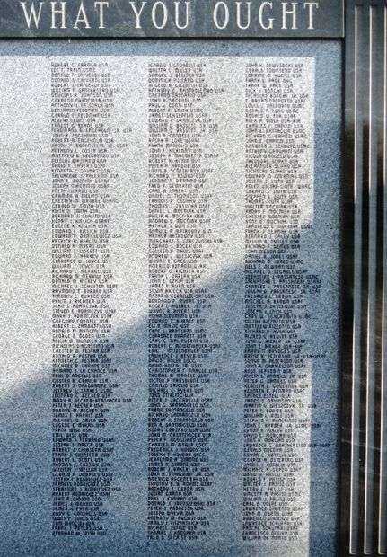 NIAGARA FALLS VETERANS MEMORIAL HONOR ROLL PANEL E