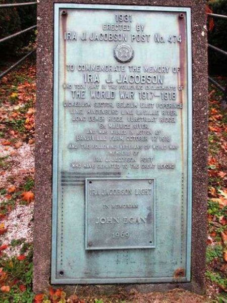 IRA J. JACOBSON POST NO. 474 WORLD WAR MEMORIAL