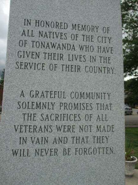 TONAWANDA ALL HEROES MEMORIAL DEDICATION STONE B