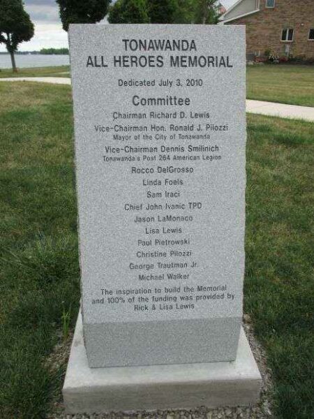 TONAWANDA ALL HEROES MEMORIAL DEDICATION STONE A