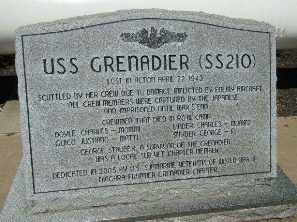 USS GRENADIER WAR MEMORIAL DEDICATION STONE