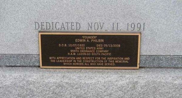 FITZSIMMONS CEMETERY VETERANS MEMORIAL PLAQUE