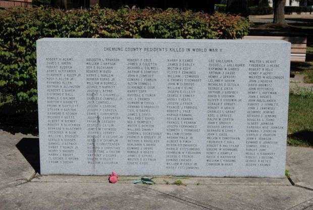 CHEMUNG COUNTY WORLD WAR II MEMORIAL LEFT STONE