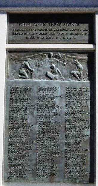 CHEMUNG COUNTY WORLD WAR I MEMORIAL PLAQUE