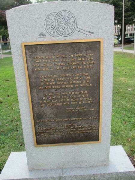 1ST N.Y. INDEPENDENT BATTERY WAR MEMORIAL