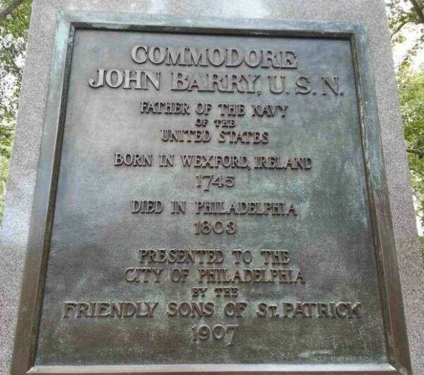 COMMODORE JOHN BARRY, U.S.N, MEMORIAL PLAQUE