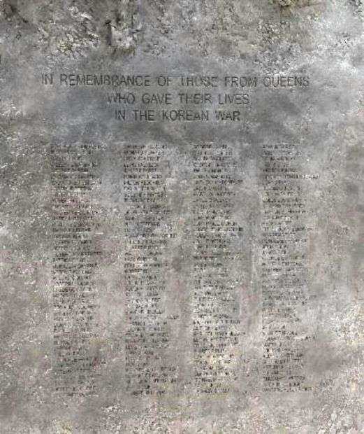 FLUSHING KOREAN WAR MEMORIAL DEDICATION STONE