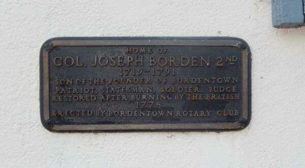 COL. JOSEPH BORDEN 2ND MEMORIAL PLAQUE