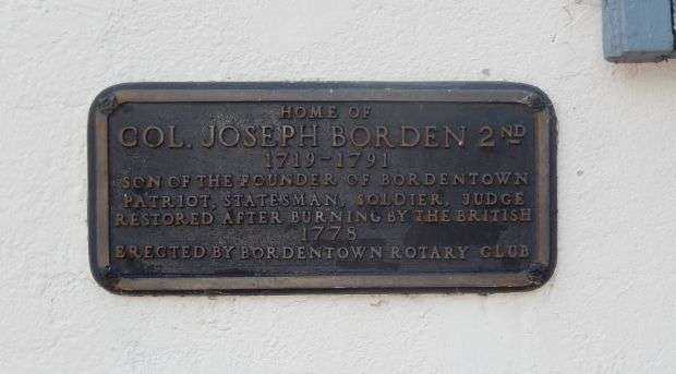 COL. JOSEPH BORDEN 2ND MEMORIAL PLAQUE
