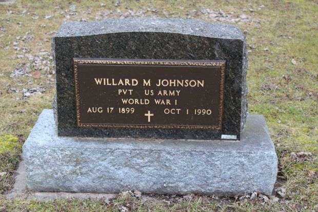 WILLARD M JOHNSON MEMORIAL CEMETERY STONE