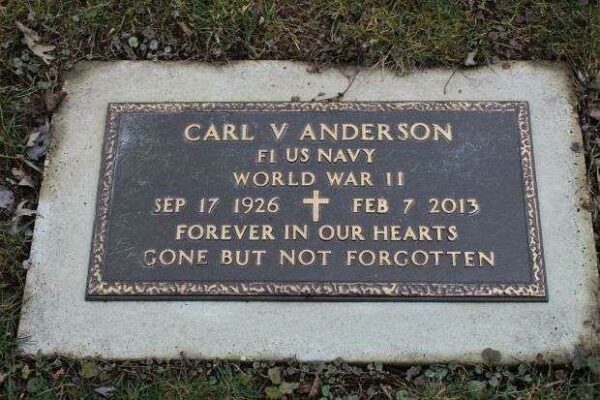 CARL V ANDERSON MEMORIAL CEMETERY STONE