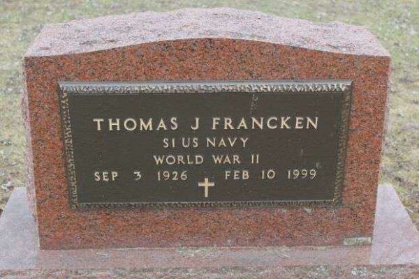 THOMAS J FRANCKEN MEMORIAL CEMETERY STONE