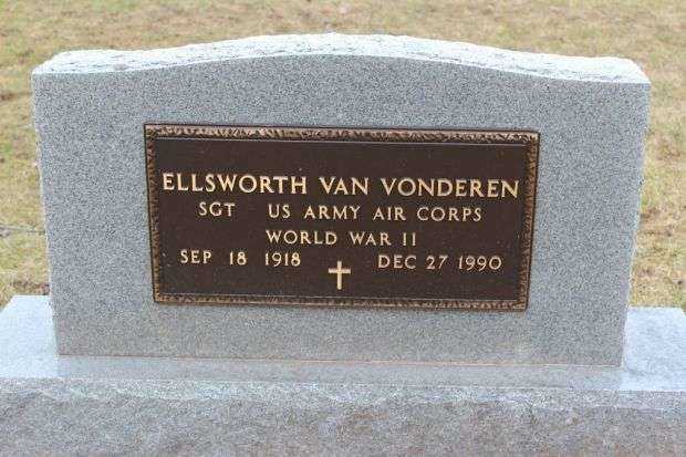 ELLSWORTH VAN VONDEREN MEMORIAL CEMETERY STONE