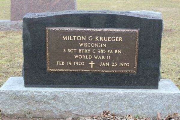 MILTON G KRUEGER MEMORIAL CEMETERY STONE PLAQUE