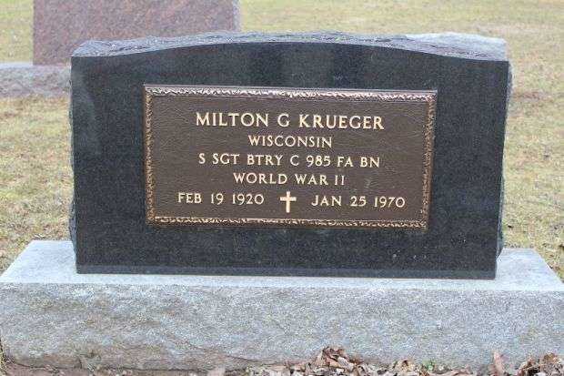 MILTON G KRUEGER MEMORIAL CEMETERY STONE PLAQUE